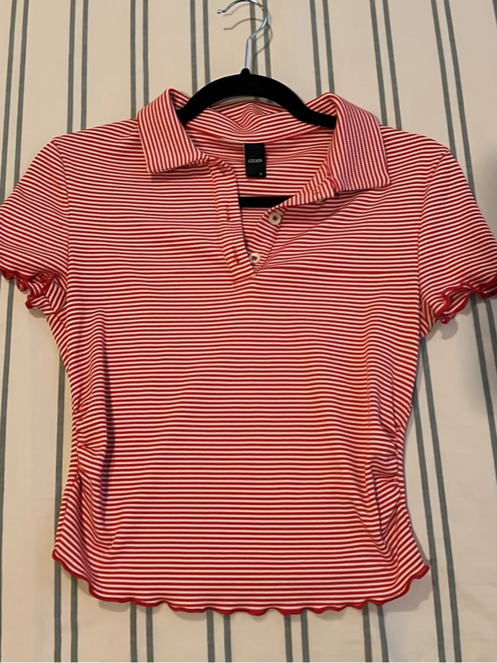 Red Striped Polo Top